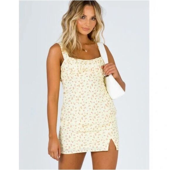 PRINCESS POLLY Freya Mini Dress in Yellow Size 6 NWT O485 - Picture 1 of 13